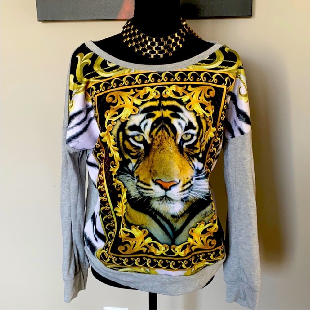 Tiger Print Long Sleeve Top